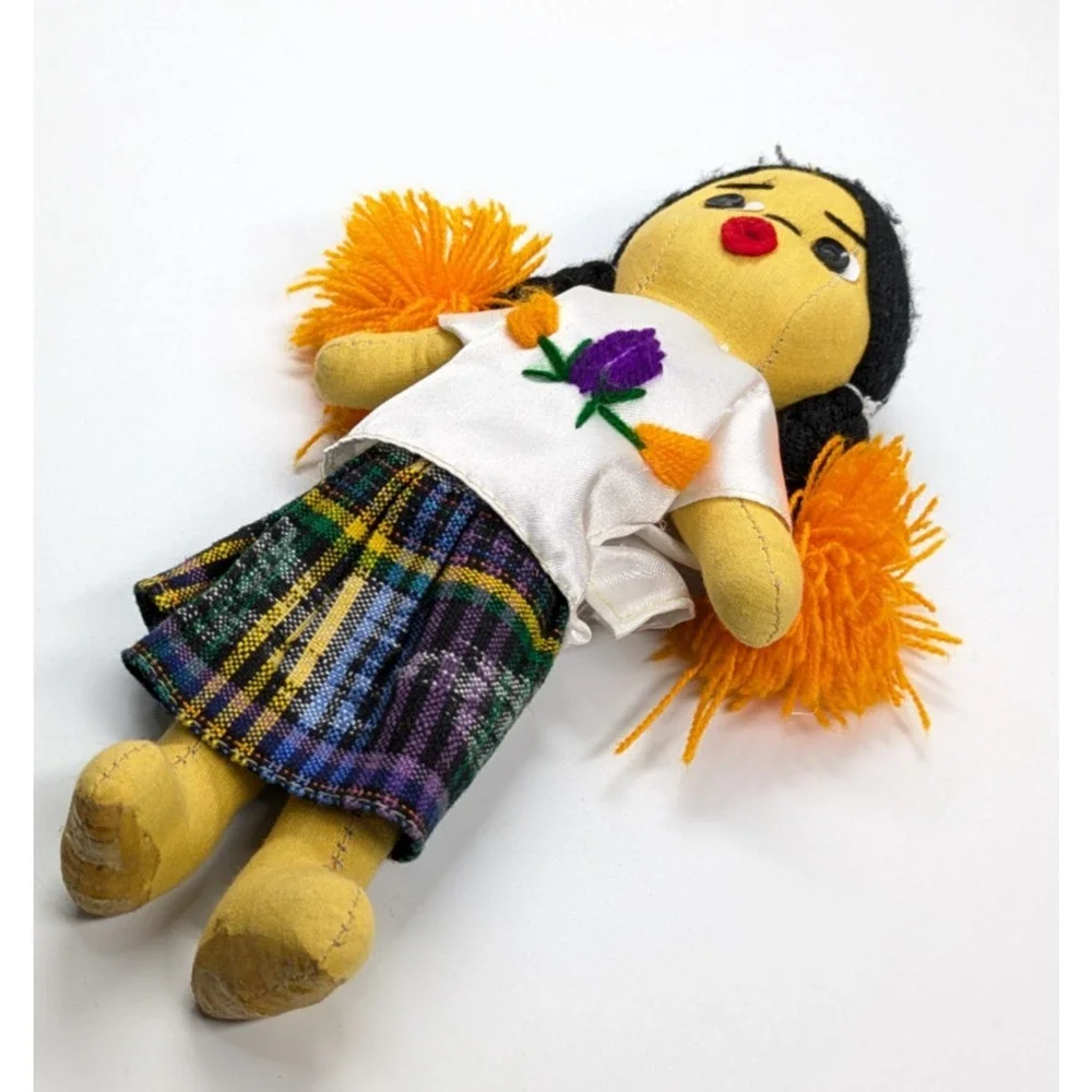 Vintage Mexican Souvenir Cloth Girl Doll Folk Art Skirt 9